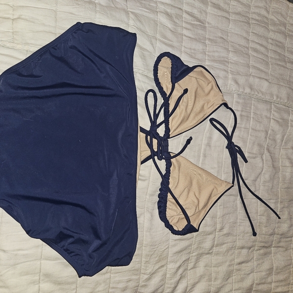 Cacique Navy Blue String Tankini - Picture 3 of 4